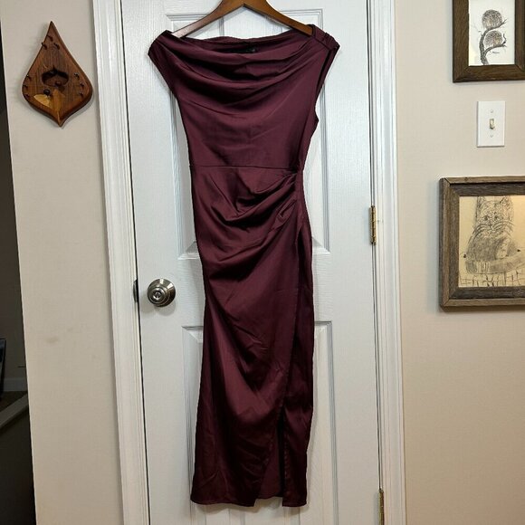 Abercrombie & Fitch Dresses & Skirts - ABERCROMBIE & FITCH COWL NECK MIDI DRESS WITH GATHERED WAIST